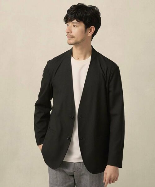 TAKEO KIKUCHI / タケオキクチ ノーカラージャケット | 【ON／OFF兼用】ノーカラージャケット（ブラック(019)）