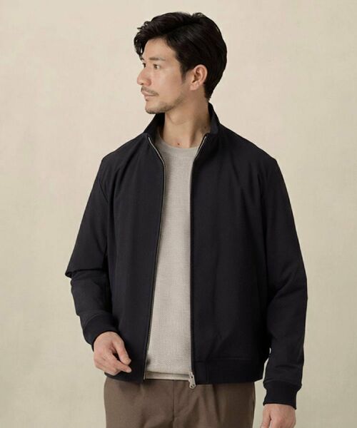 TAKEO KIKUCHI / タケオキクチ レザーブルゾン・ジャケット | スタンドカラー ショート リブ ブルゾン（ネイビー(094)）