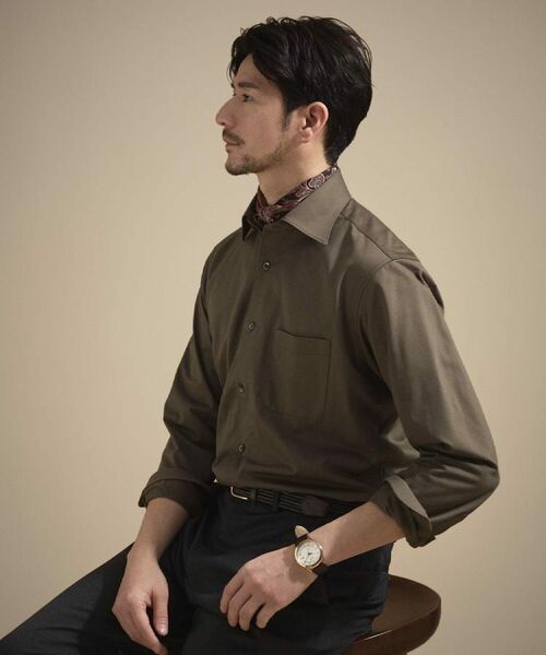 TAKEO KIKUCHI / タケオキクチ シャツ・ブラウス | ハイカウントジャージ鹿の子 シャツ（ブラウン(044)）
