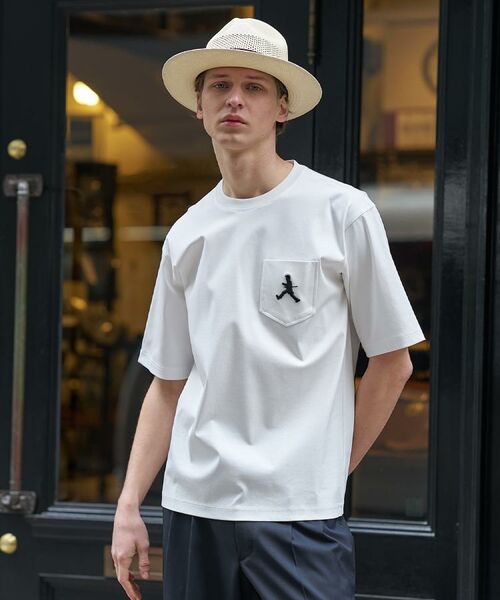 TAKEO KIKUCHI / タケオキクチ Tシャツ | 【BOWLER HAT LABEL】アイスクリアコットンボーラーハットウォーカー 半袖ポケT（ホワイト(001)）