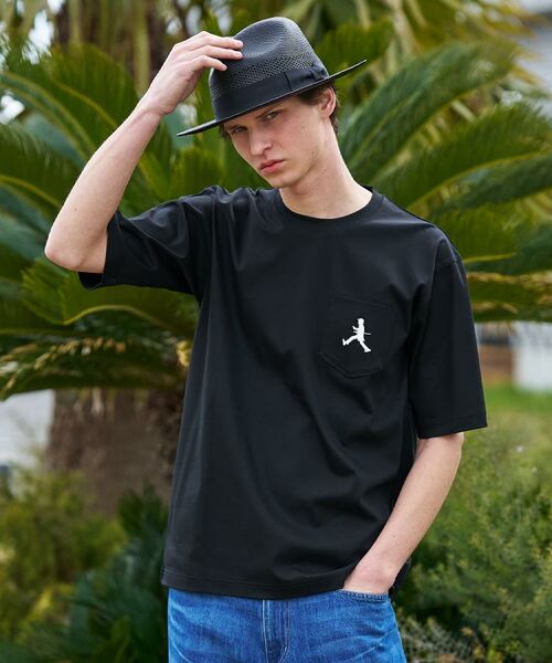 TAKEO KIKUCHI / タケオキクチ Tシャツ | 【BOWLER HAT LABEL】アイスクリアコットンボーラーハットウォーカー 半袖ポケT（ブラック(019)）