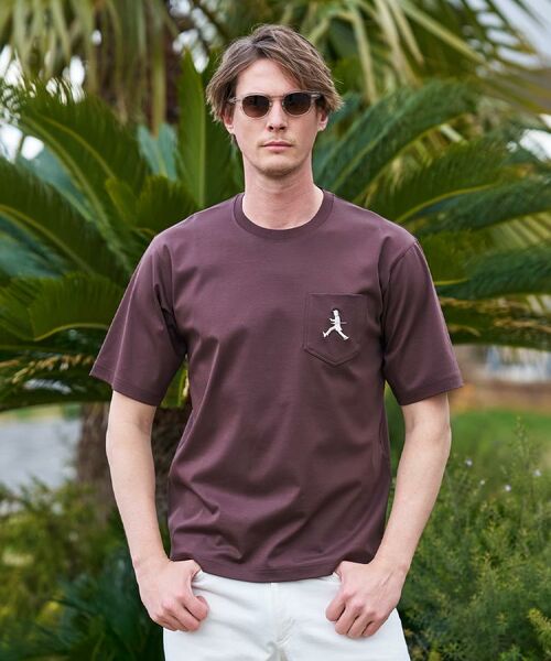 TAKEO KIKUCHI / タケオキクチ Tシャツ | 【BOWLER HAT LABEL】アイスクリアコットンボーラーハットウォーカー 半袖ポケT（ブラウン(044)）