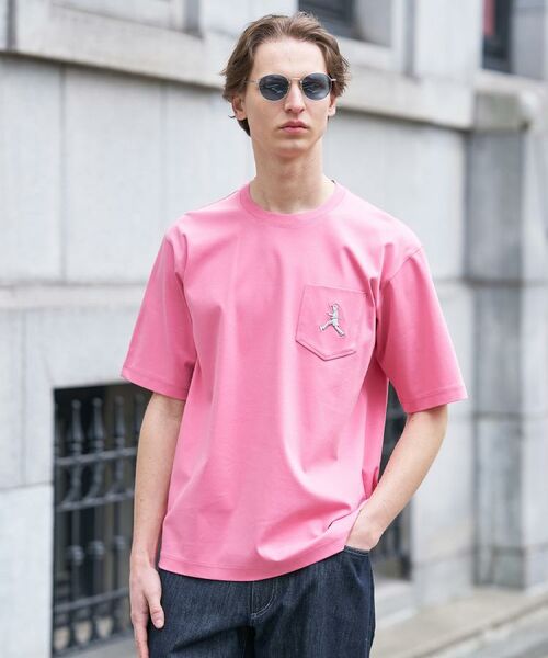 TAKEO KIKUCHI / タケオキクチ Tシャツ | 【BOWLER HAT LABEL】アイスクリアコットンボーラーハットウォーカー 半袖ポケT（ピンク(072)）