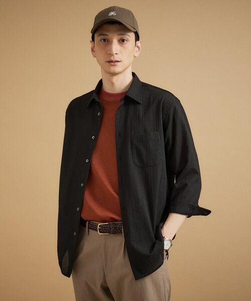 TAKEO KIKUCHI / タケオキクチ シャツ・ブラウス | 【通気性】トリコットサッカー 7分袖シャツ | 詳細3