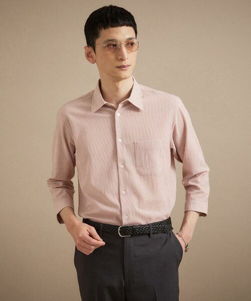 TAKEO KIKUCHI / タケオキクチ シャツ・ブラウス | 【通気性】トリコットサッカー 7分袖シャツ（ライトピンク(070)）