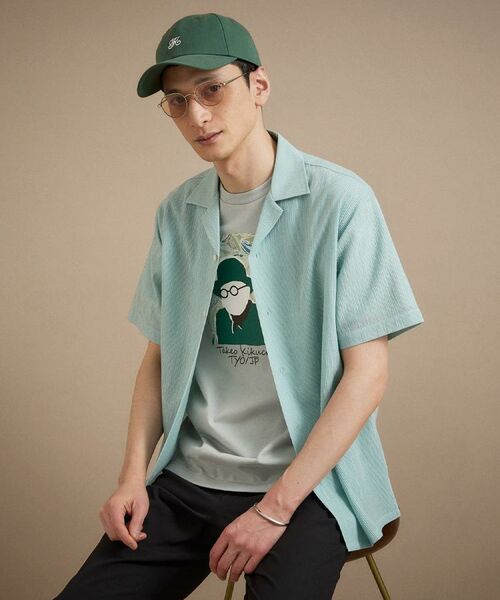 TAKEO KIKUCHI / タケオキクチ シャツ・ブラウス | 【通気性】トリコットサッカー オープンカラー シャツ（ミントグリーン(021)）