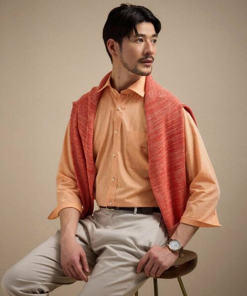 TAKEO KIKUCHI / タケオキクチ シャツ・ブラウス | ハイブリッド リネン 七分袖シャツ（オレンジ(067)）