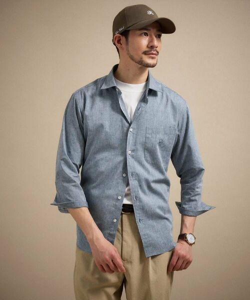 TAKEO KIKUCHI / タケオキクチ シャツ・ブラウス | ハイブリッド リネン 七分袖シャツ（ネイビー(094)）