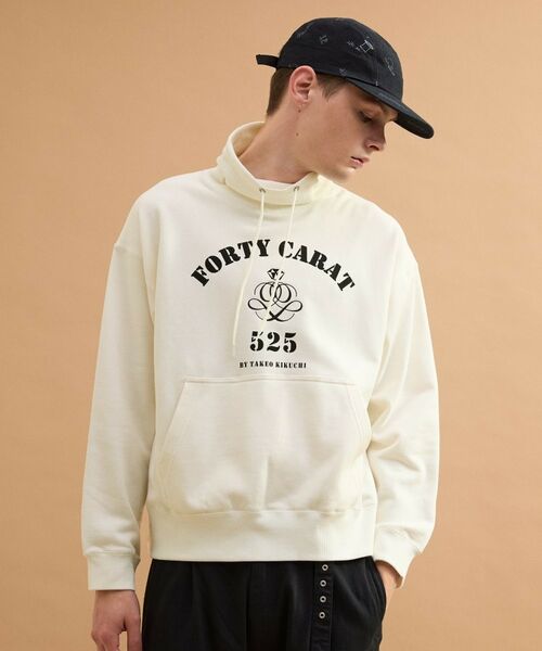 TAKEO KIKUCHI / タケオキクチ スウェット | カレッジ風オフタートルジャージ（ホワイト(001)）