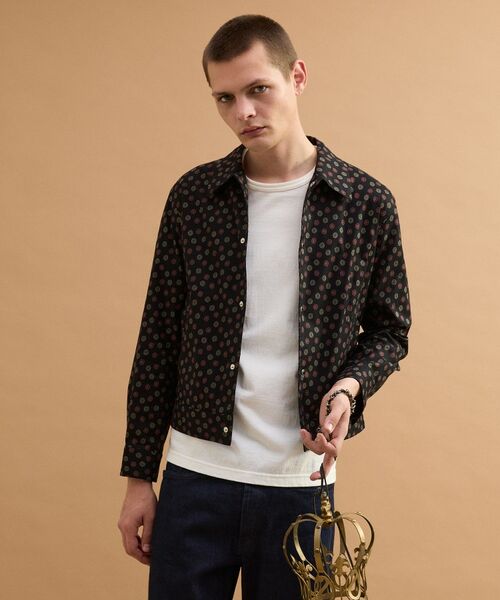 TAKEO KIKUCHI / タケオキクチ レザーブルゾン・ジャケット | 小紋プリントブルゾン（ブラック(119)）