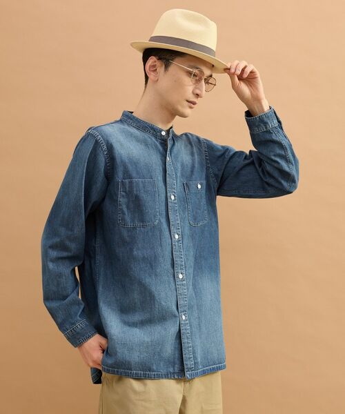 TAKEO KIKUCHI / タケオキクチ シャツ・ブラウス | バンドカラーデニムシャツ（ブルー(092)）