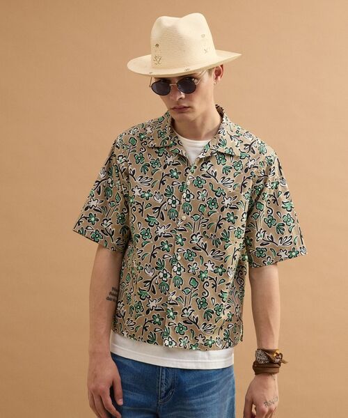 TAKEO KIKUCHI / タケオキクチ シャツ・ブラウス | フラワープリントオープンカラー半袖シャツ | 詳細1