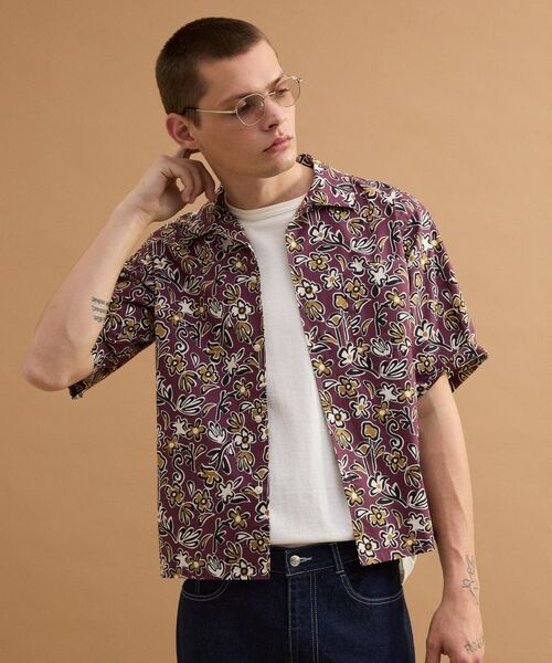 TAKEO KIKUCHI / タケオキクチ シャツ・ブラウス | フラワープリントオープンカラー半袖シャツ | 詳細13