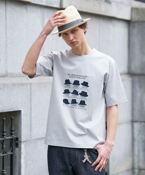 TAKEO KIKUCHI / タケオキクチ Tシャツ | 【BOWLER HAT LABEL】クールデオドラントジャージ ハットスタイルス 半袖Tシャツ（ライトグレー(011)）