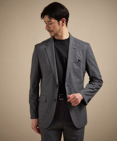 TAKEO KIKUCHI / タケオキクチ テーラードジャケット | ドットジャージ 千鳥プリント ジャケット（チャコールグレー(414)）