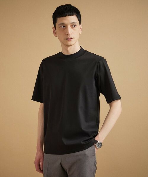 TAKEO KIKUCHI / タケオキクチ Tシャツ | アイスクリアコットン ワンポイント ポロシャツ（ブラック(019)）