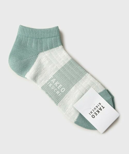 TAKEO KIKUCHI / タケオキクチ ソックス | 異素材切り替えショートソックス（ライトグリーン(020)）