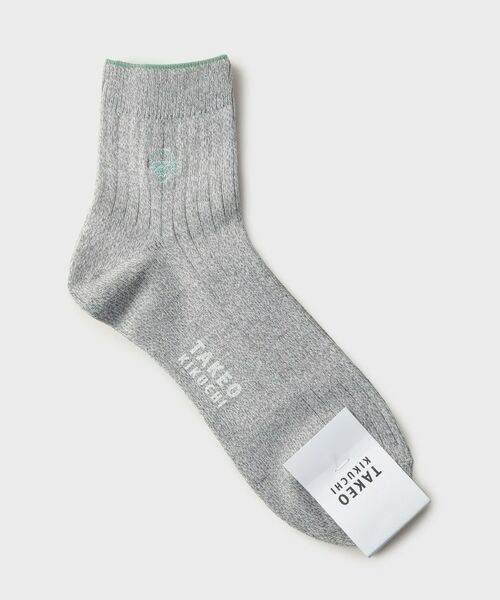 TAKEO KIKUCHI / タケオキクチ ソックス | ワンストローク刺繍ショートリブソックス（チャコールグレー(013)）