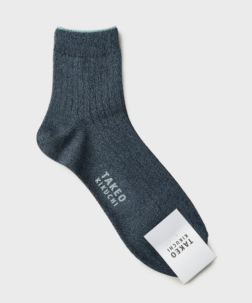 TAKEO KIKUCHI / タケオキクチ ソックス | ワンストローク刺繍ショートリブソックス（ネイビー(094)）