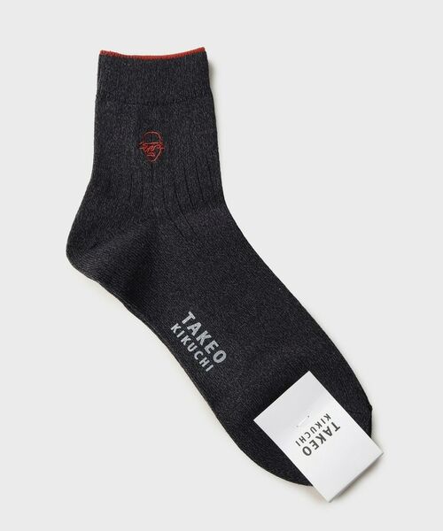 TAKEO KIKUCHI / タケオキクチ ソックス | ワンストローク刺繍ショートリブソックス（ネイビー(095)）