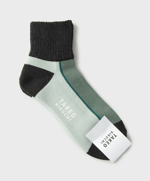 TAKEO KIKUCHI / タケオキクチ ソックス | カラーブロックショートソックス（ライトグリーン(520)）
