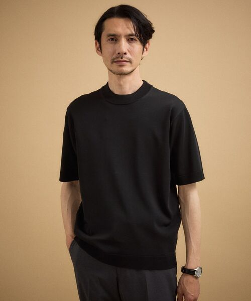 TAKEO KIKUCHI / タケオキクチ ニット・セーター | ヴィスコースナイロンモックネックニット(ブラック(019))