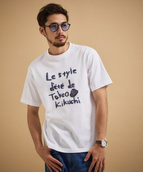 TAKEO KIKUCHI / タケオキクチ Tシャツ | ペイントロゴTシャツ（ホワイト(001)）
