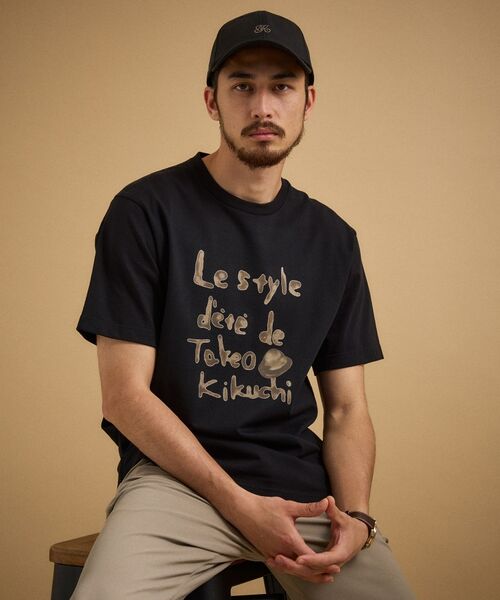 TAKEO KIKUCHI / タケオキクチ Tシャツ | ペイントロゴTシャツ（ブラック(019)）