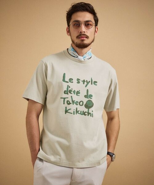 TAKEO KIKUCHI / タケオキクチ Tシャツ | ペイントロゴTシャツ（ライトベージュ(051)）