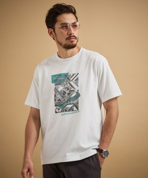 TAKEO KIKUCHI / タケオキクチ Tシャツ | モノクロタイルTシャツ（ホワイト(001)）