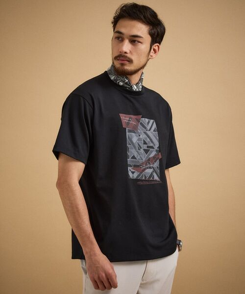 TAKEO KIKUCHI / タケオキクチ Tシャツ | モノクロタイルTシャツ（ブラック(019)）