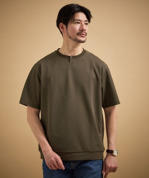 TAKEO KIKUCHI / タケオキクチ カットソー | リネン ライク 鹿の子 ヘンリー ハーフ ヘンリー ネック（ブラウン(043)）