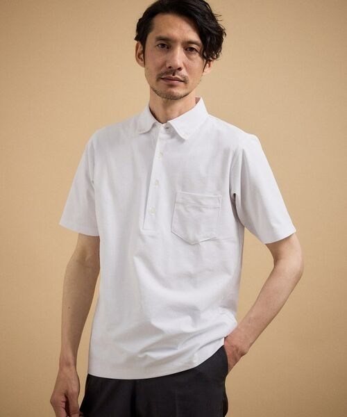 TAKEO KIKUCHI / タケオキクチ ポロシャツ | 【汗染み軽減】ビズ ポロシャツ（ホワイト(001)）