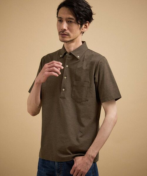 TAKEO KIKUCHI / タケオキクチ ポロシャツ | 【汗染み軽減】ビズ ポロシャツ（ブラウン(043)）