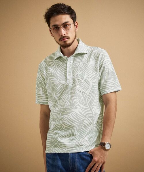 TAKEO KIKUCHI / タケオキクチ ポロシャツ | リーフ柄ポロシャツ（ホワイト(101)）