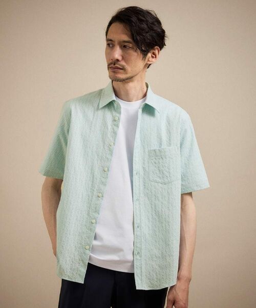 TAKEO KIKUCHI / タケオキクチ シャツ・ブラウス | 播州 千鳥 半袖シャツ（ライトグリーン(020)）