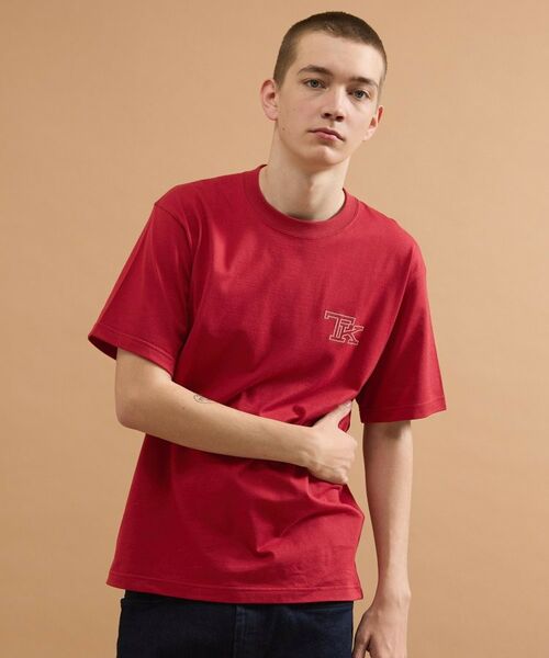 TAKEO KIKUCHI / タケオキクチ Tシャツ | 【Sサイズ～】TKワンポイント刺繍半袖Tシャツ（レッド(063)）