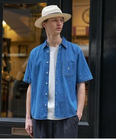 TAKEO KIKUCHI / タケオキクチ シャツ・ブラウス | 【BOWLER HAT LABEL】ボーラーハットウォーカー刺繍 半袖デニムシャツ