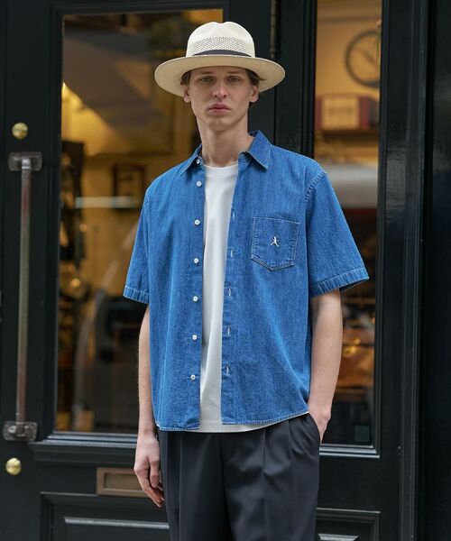 TAKEO KIKUCHI / タケオキクチ シャツ・ブラウス | 【BOWLER HAT LABEL】ボーラーハットウォーカー刺繍 半袖デニムシャツ | 詳細10