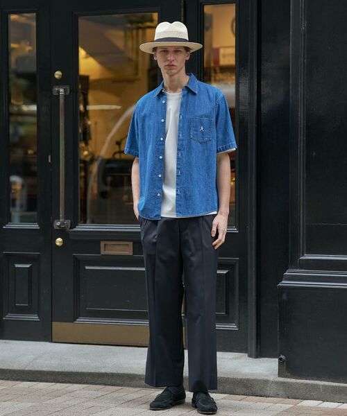 TAKEO KIKUCHI / タケオキクチ シャツ・ブラウス | 【BOWLER HAT LABEL】ボーラーハットウォーカー刺繍 半袖デニムシャツ | 詳細11