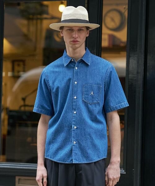 TAKEO KIKUCHI / タケオキクチ シャツ・ブラウス | 【BOWLER HAT LABEL】ボーラーハットウォーカー刺繍 半袖デニムシャツ | 詳細2