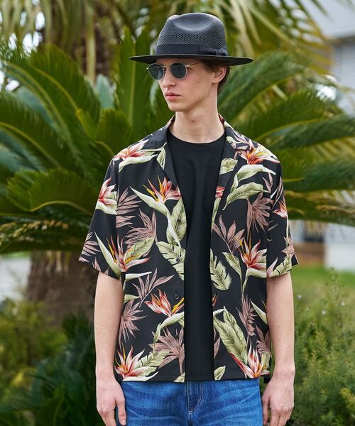 TAKEO KIKUCHI / タケオキクチ シャツ・ブラウス | 【BOWLER HAT LABEL】トロピカルフローラル レーヨンシャツ（ブラック(119)）