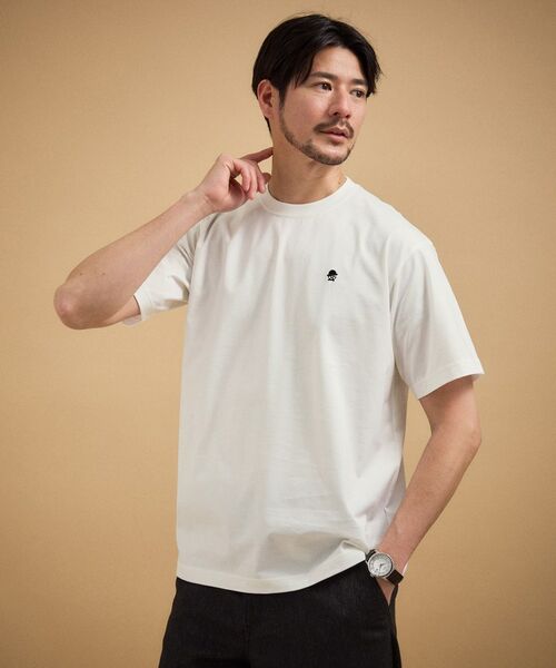 TAKEO KIKUCHI / タケオキクチ Tシャツ | ワンポイント刺繍 半袖Tシャツ（ホワイト(001)）