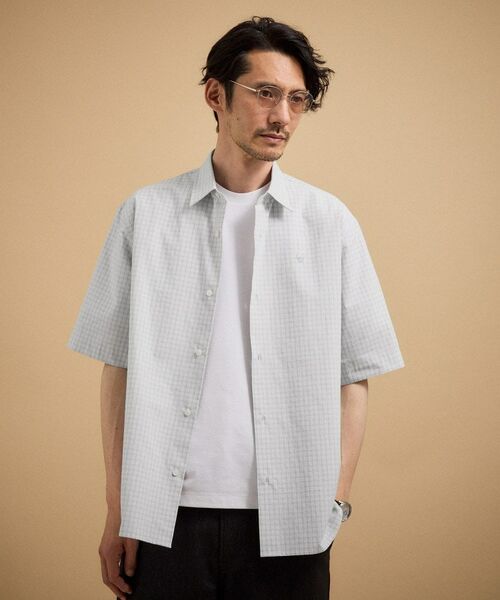 TAKEO KIKUCHI / タケオキクチ シャツ・ブラウス | ワンポイント 半袖ギンガムチェックシャツ（ライトグレー(211)）