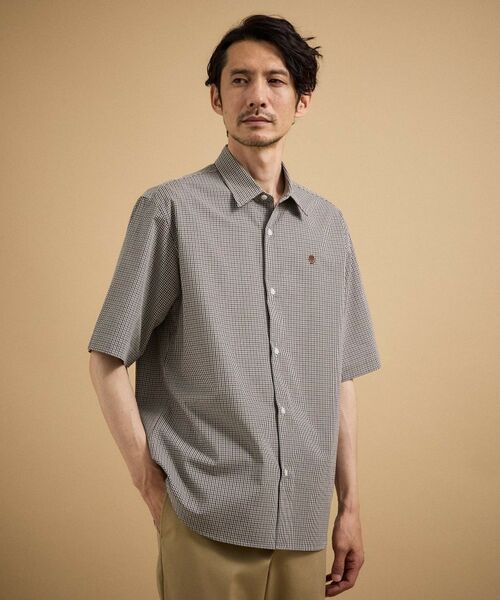 TAKEO KIKUCHI / タケオキクチ シャツ・ブラウス | ワンポイント 半袖ギンガムチェックシャツ（ブラウン(244)）