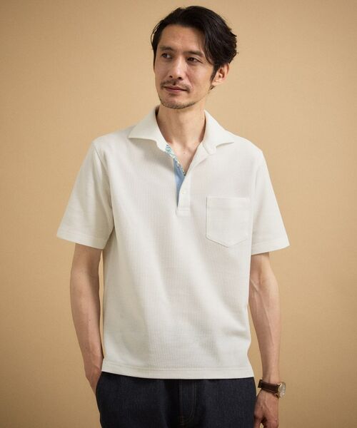 TAKEO KIKUCHI / タケオキクチ ポロシャツ | 【抗菌防臭】ハニカムメランジ ポロシャツ（ホワイト(001)）