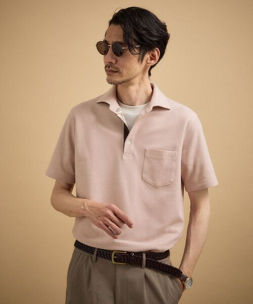 TAKEO KIKUCHI / タケオキクチ ポロシャツ | 【抗菌防臭】ハニカムメランジ ポロシャツ（ピンク(071)）