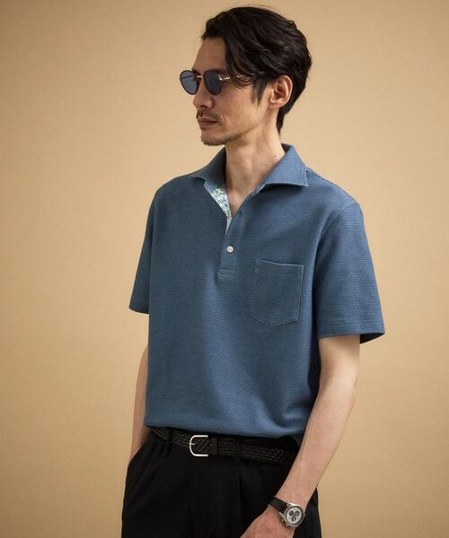 TAKEO KIKUCHI / タケオキクチ ポロシャツ | 【抗菌防臭】ハニカムメランジ ポロシャツ（ブルー(092)）