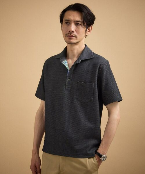 TAKEO KIKUCHI / タケオキクチ ポロシャツ | 【抗菌防臭】ハニカムメランジ ポロシャツ（ブルー(093)）