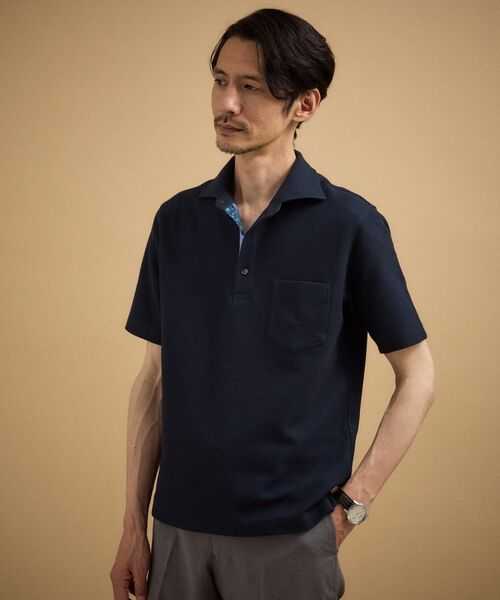TAKEO KIKUCHI / タケオキクチ ポロシャツ | 【抗菌防臭】ハニカムメランジ ポロシャツ（ネイビー(094)）